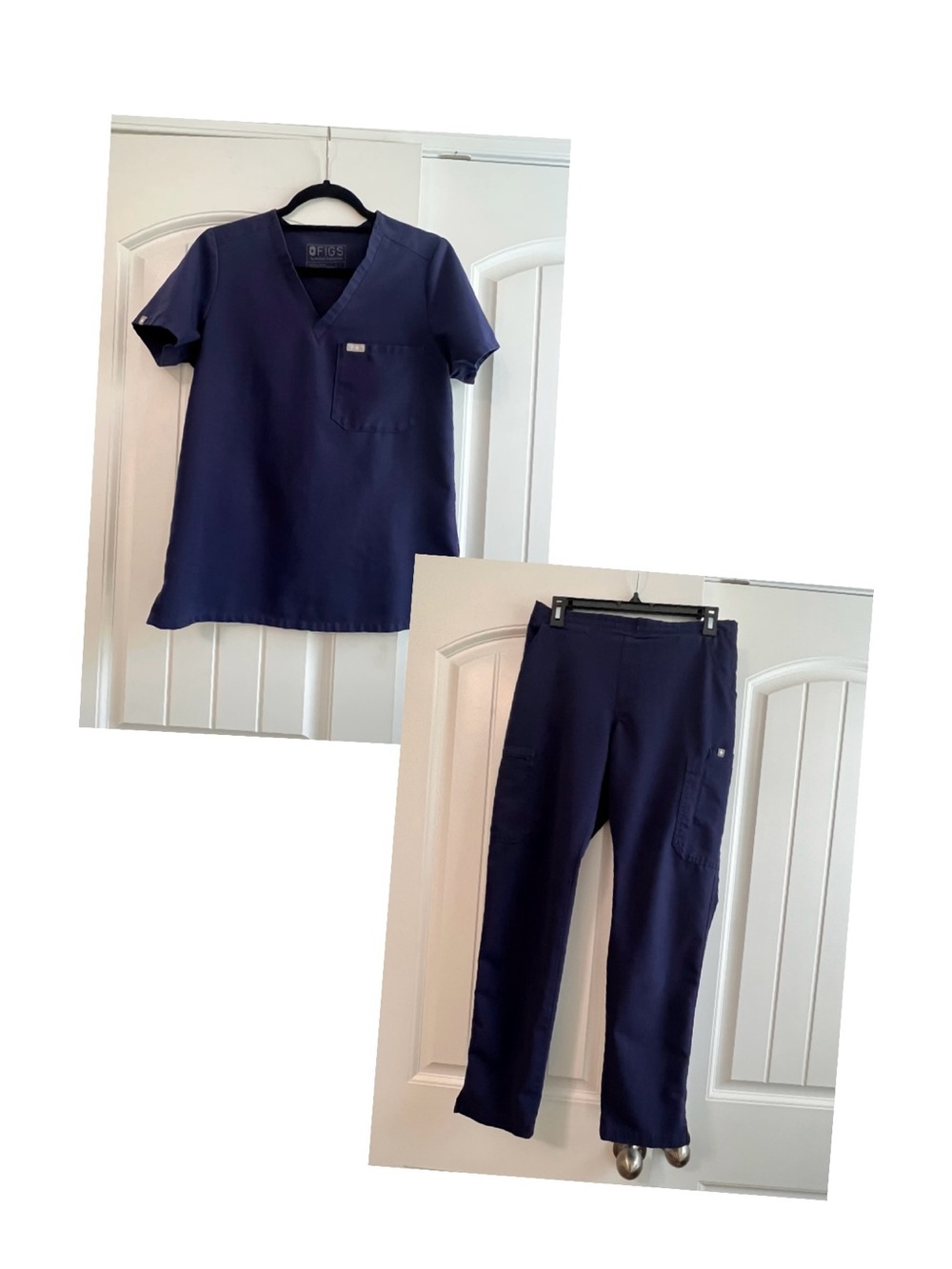 FIGS Navy Blue Scrub Set Catarina 1-Pocket Top & Yola Skinny Pants Small AS IS